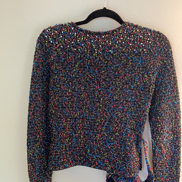 Diane Von Furstenberg Ballerina Embellished Tweed Wrap Sweater - Picture 7 of 7